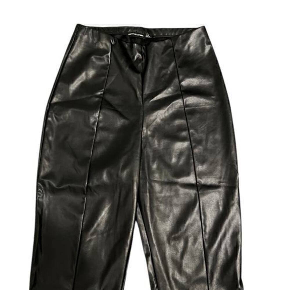 PrettyLittleThing Wet Look Matrix Vibe Black Vinyl Hi Waist pants goth NWOT 8